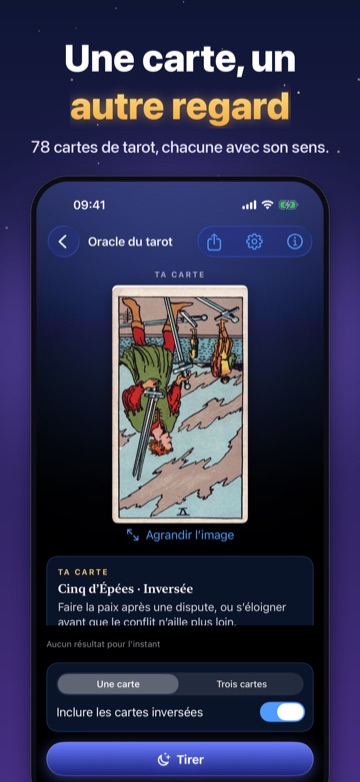 Une carte, un autre regard — 78 cartes de tarot, chacune avec son sens.